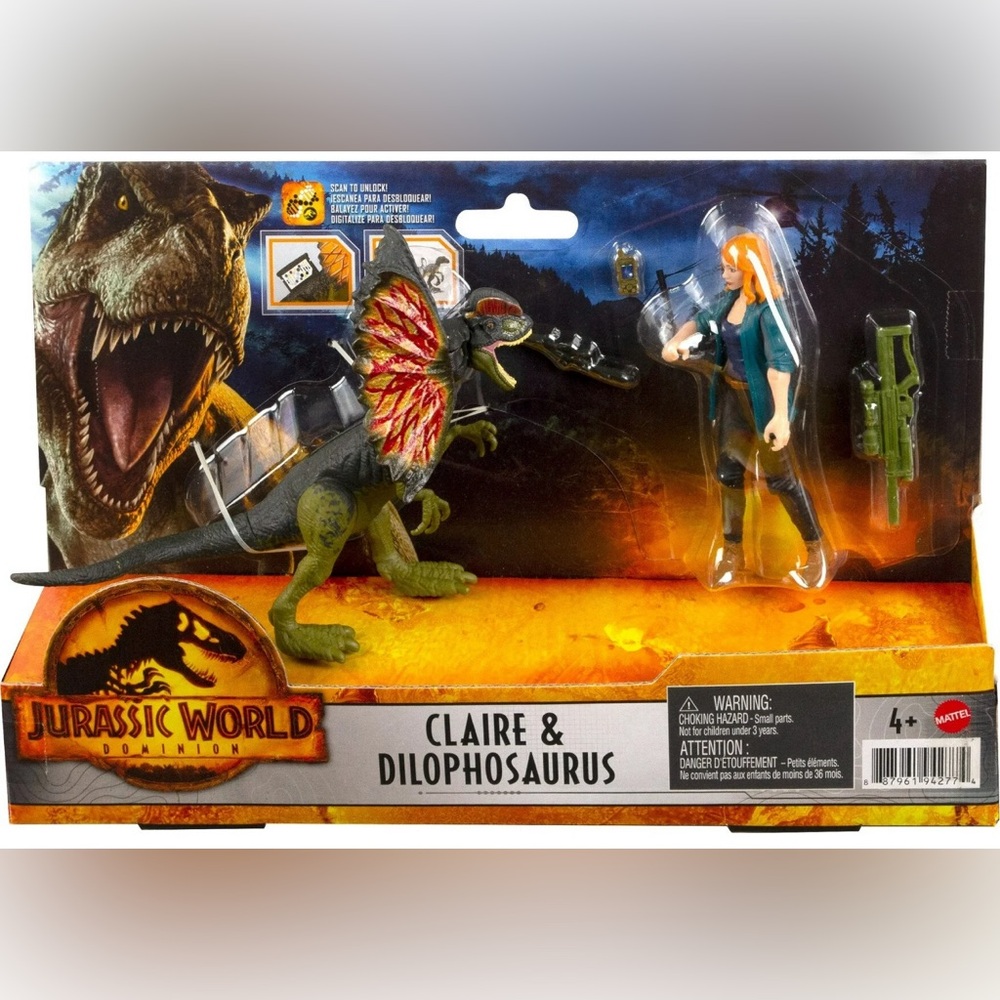 Mattel 2022 Jurassic World Dominion Dilophosaurus & Claire Story Pack new figure